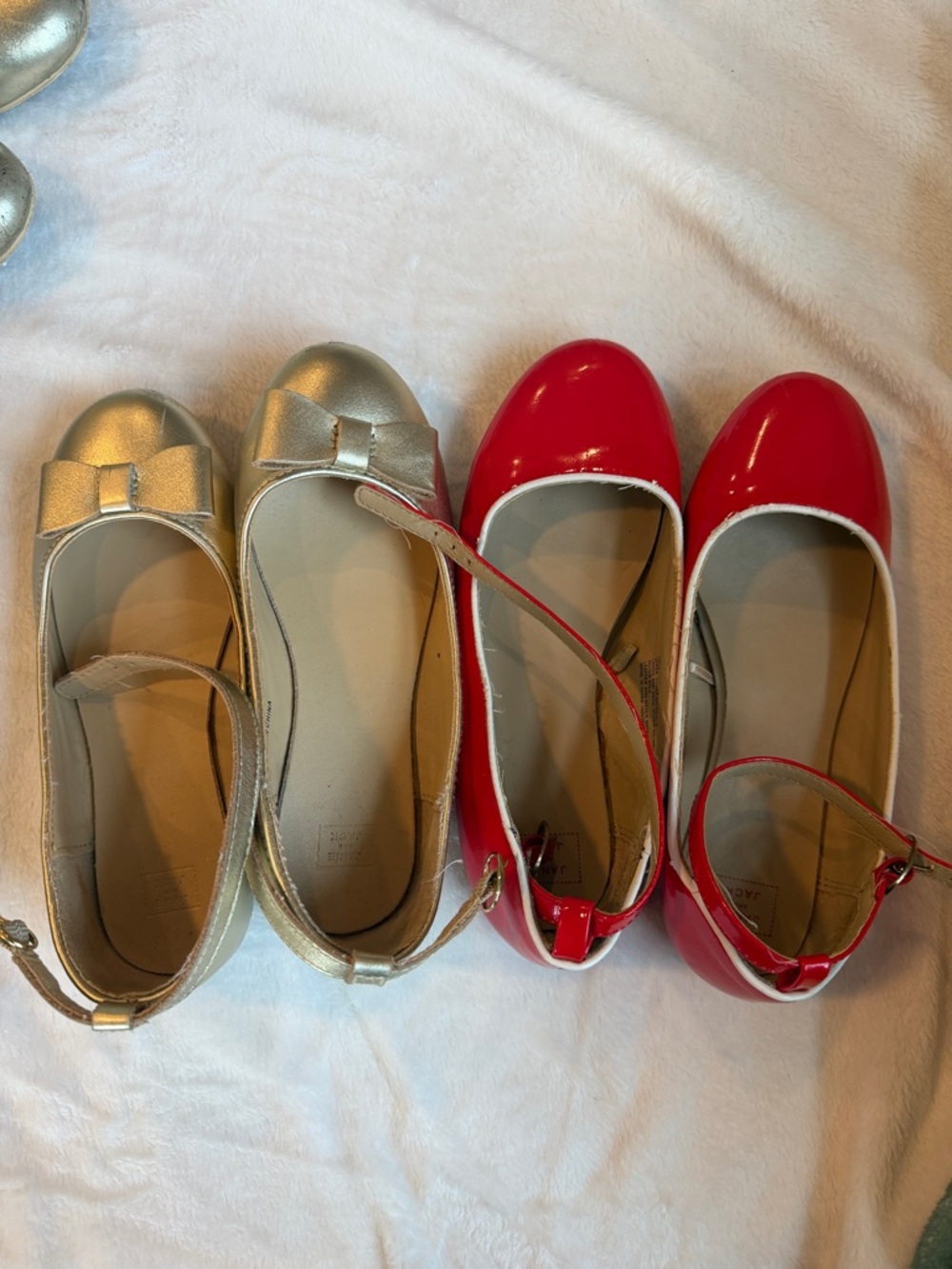 Janie and Jack Red Patent and Metallic Gold Girls' Dress Mary Janes